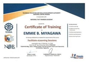 Certificate of training