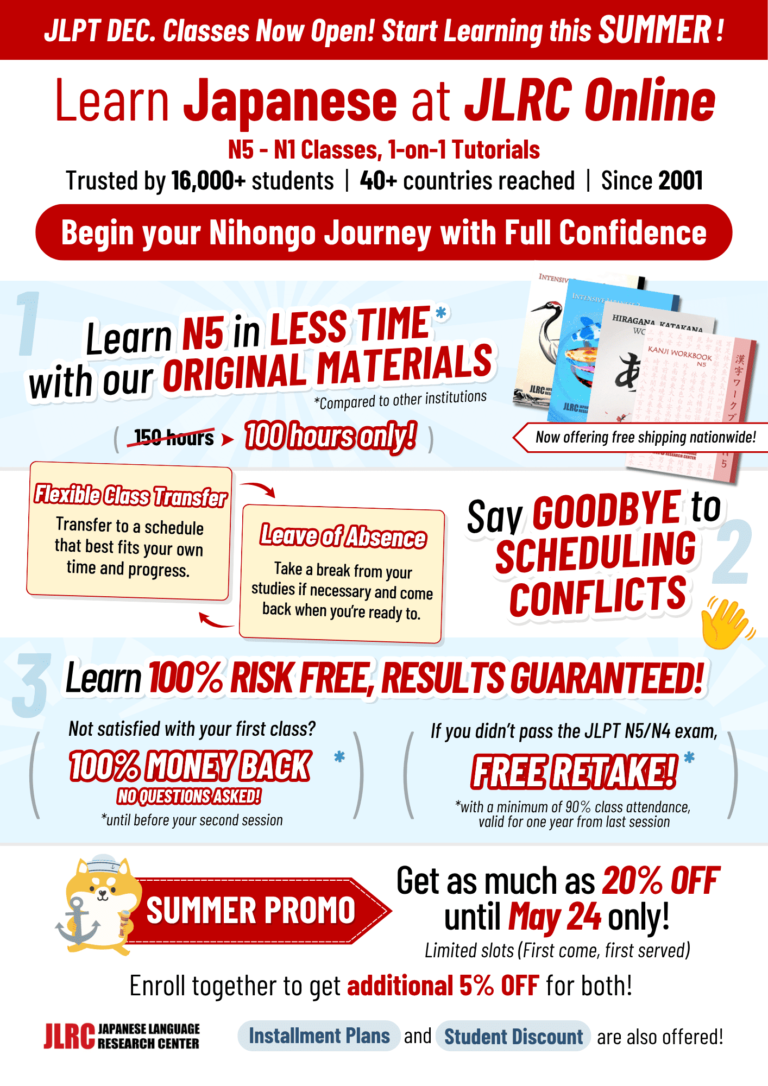 JLPT N5 to N1 Japanese language courses at JLRC