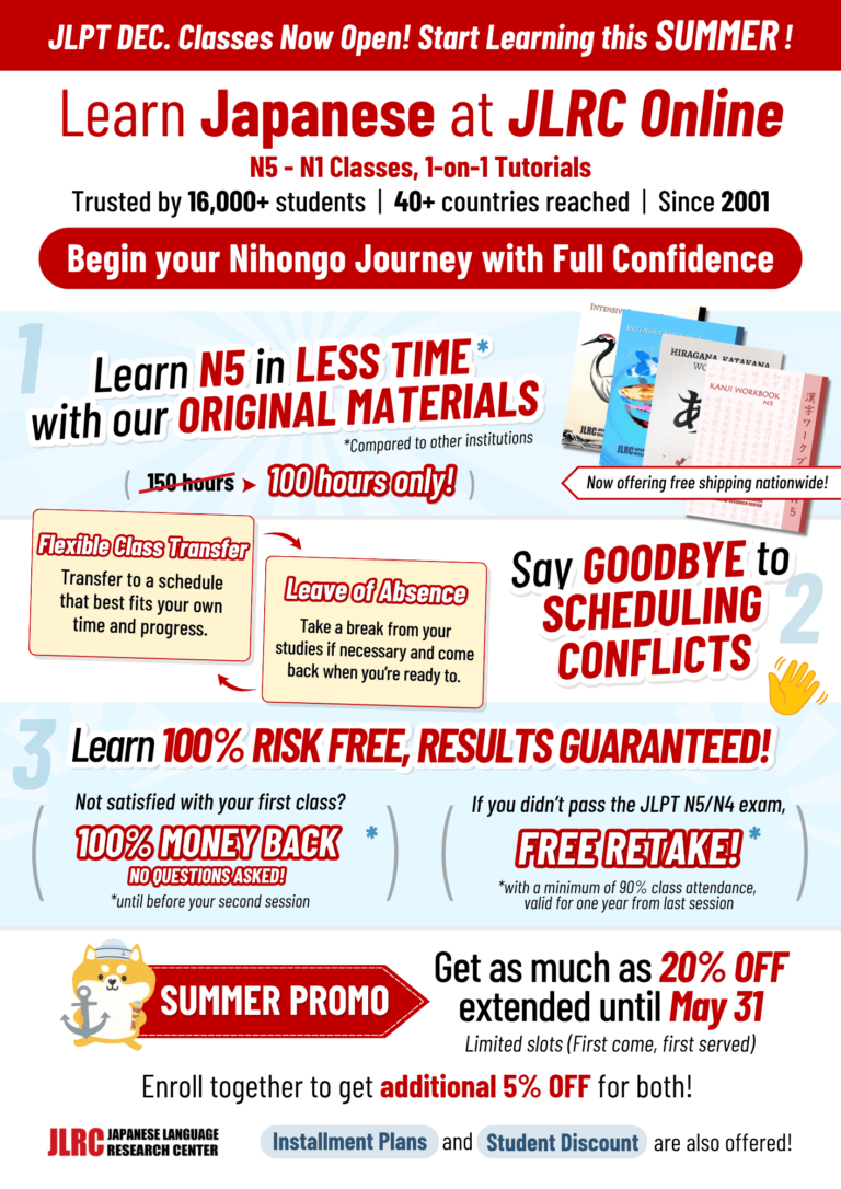 JLPT N5 to N1 Japanese language courses at JLRC