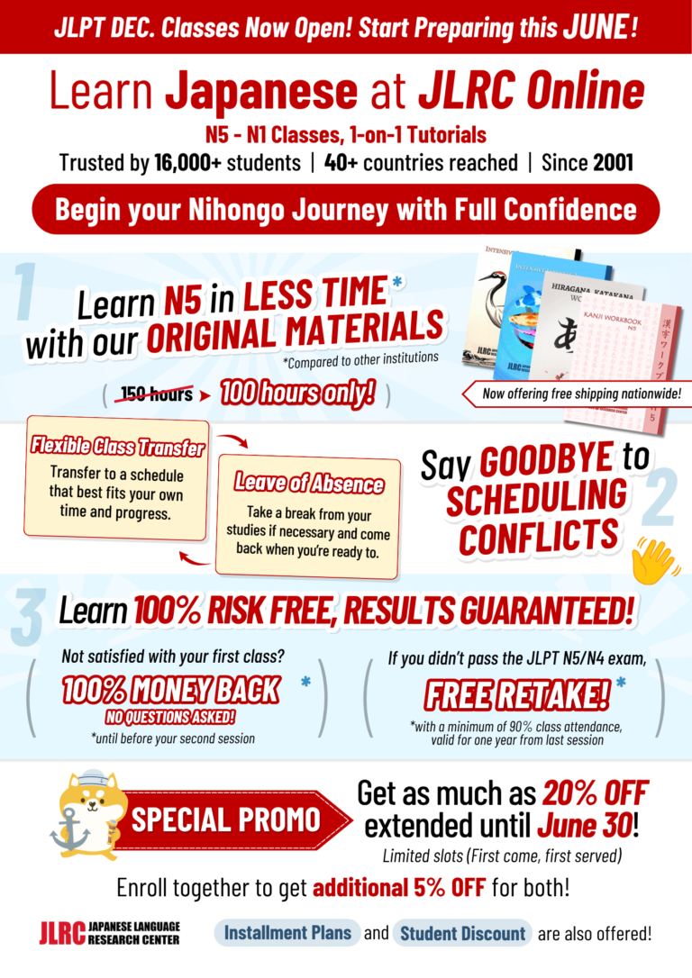 JLPT N5 to N1 Japanese language courses at JLRC