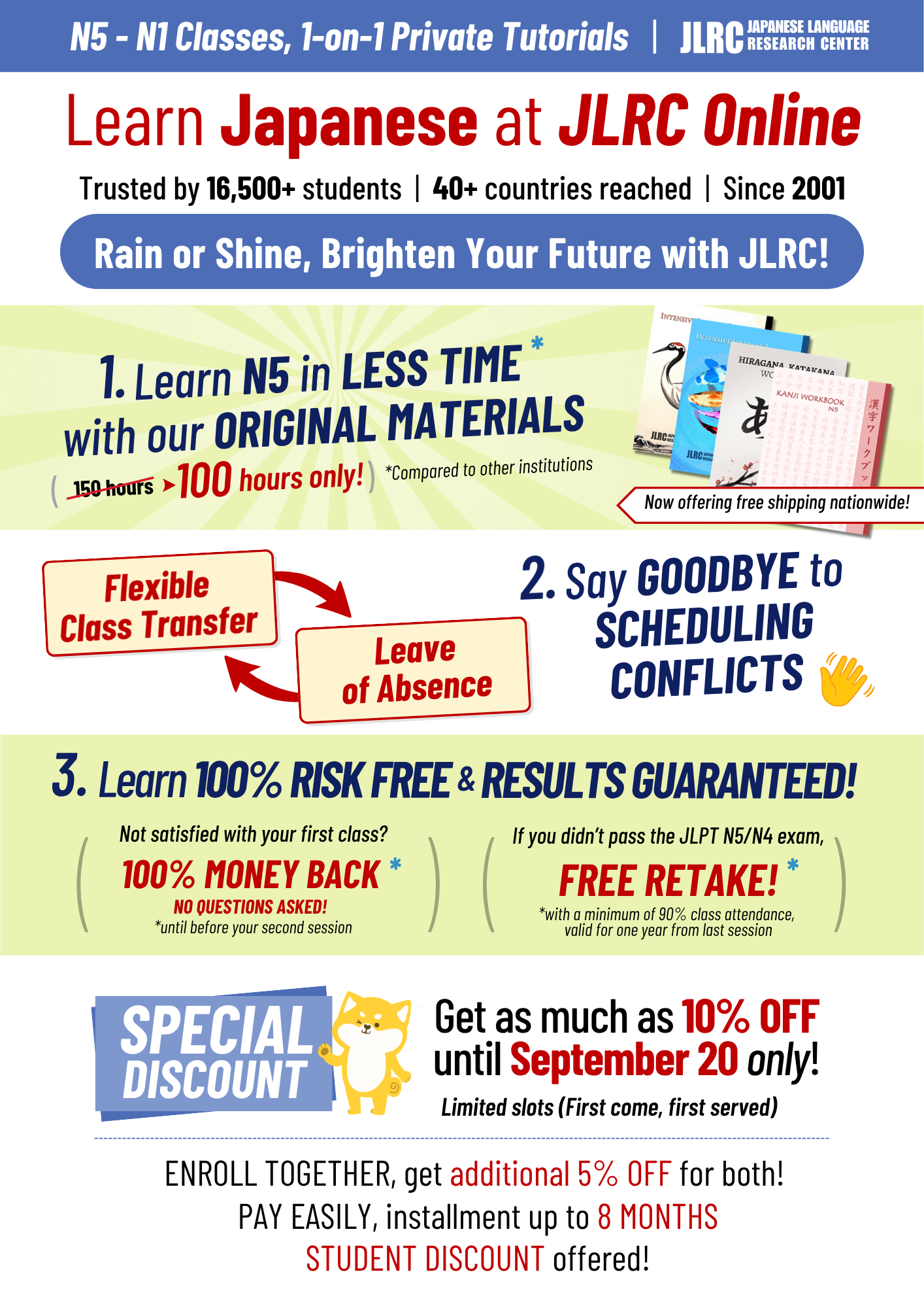 JLPT N5 to N1 Japanese language courses at JLRC