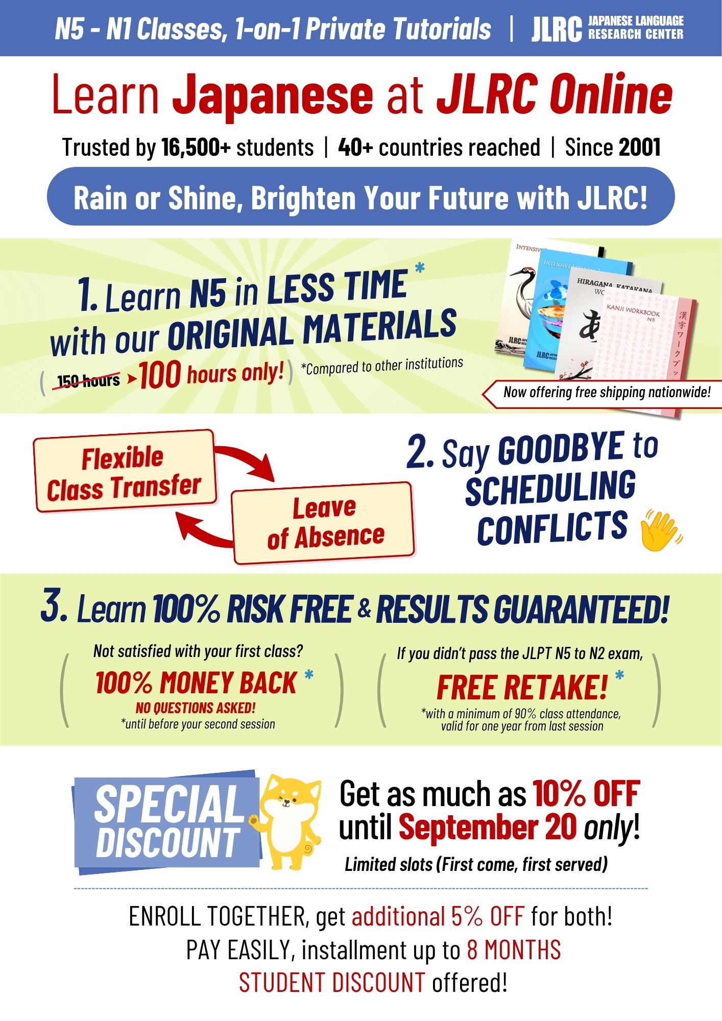 JLPT N5 to N1 Japanese language courses at JLRC