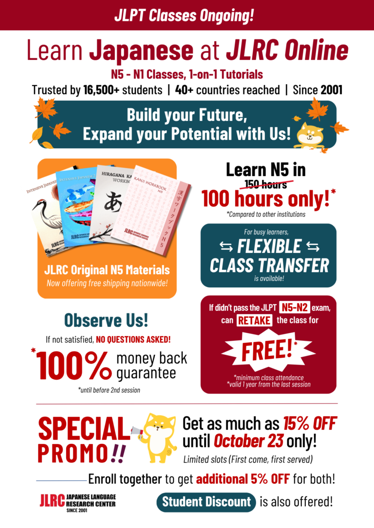JLPT N5 to N1 Japanese language courses at JLRC
